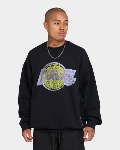 Mitchell & Ness Men's Los Angeles Lakers Oversize XL Logo Crew Sweat Vintage Black