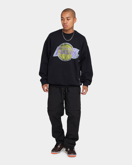 Mitchell & Ness Men's Los Angeles Lakers Oversize XL Logo Crew Sweat Vintage Black
