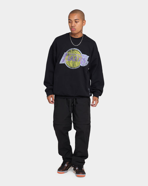 Mitchell & Ness Men's Los Angeles Lakers Oversize XL Logo Crew Sweat Vintage Black
