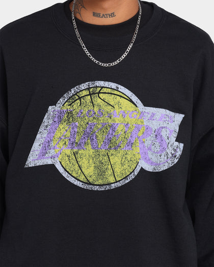 Mitchell & Ness Men's Los Angeles Lakers Oversize XL Logo Crew Sweat Vintage Black