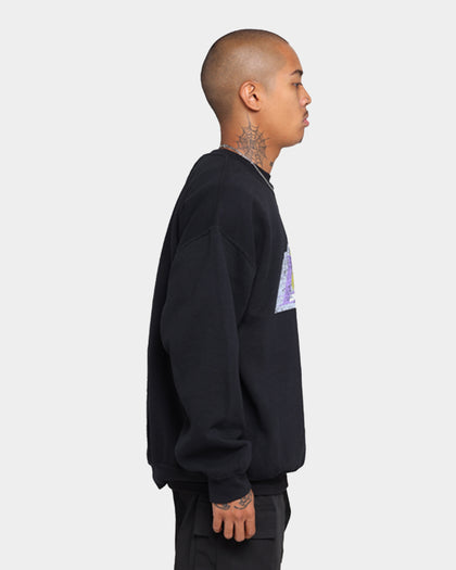 Mitchell & Ness Men's Los Angeles Lakers Oversize XL Logo Crew Sweat Vintage Black