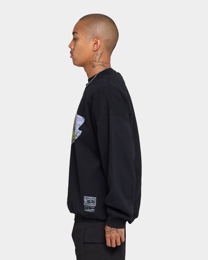 Mitchell & Ness Men's Los Angeles Lakers Oversize XL Logo Crew Sweat Vintage Black