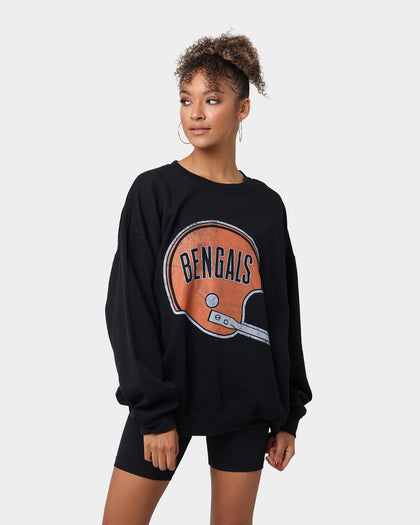 Mitchell & Ness Oversized Extra Large Print Cincinnati Bengals Crew Vintage Black