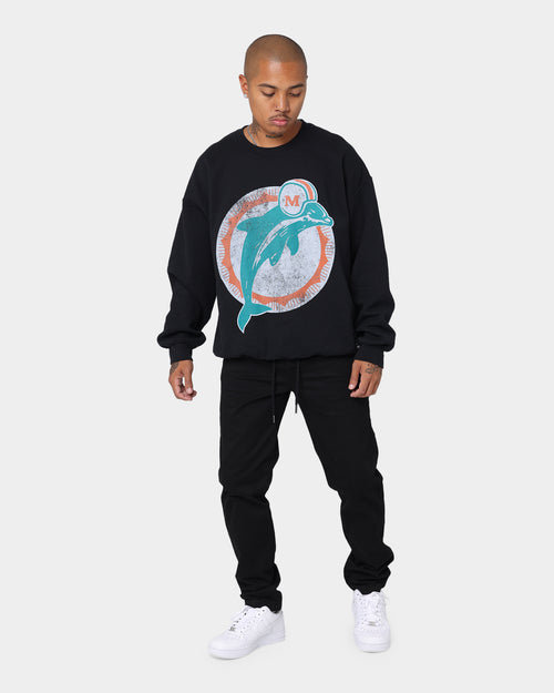 Mitchell and Ness Miami Dolphins Oversized Extra Large Print Crewneck Vintage Black