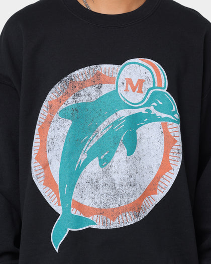 Mitchell and Ness Miami Dolphins Oversized Extra Large Print Crewneck Vintage Black