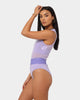 Reebok Women's Cardi B Two-In-One Bodysuit Purple