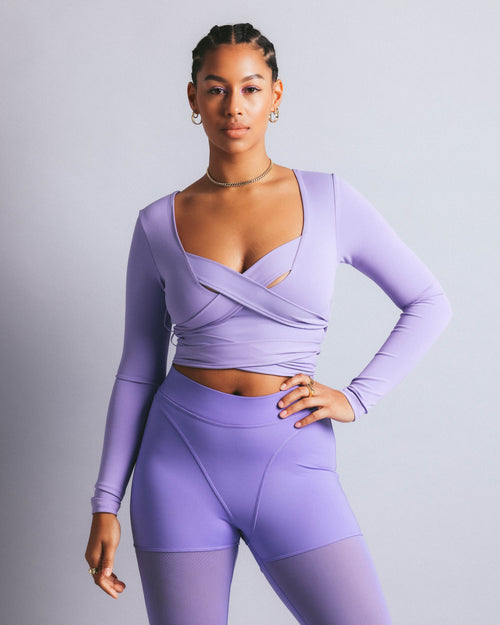 Reebok X Cardi B Women's Long Sleeve Crop Top Purple