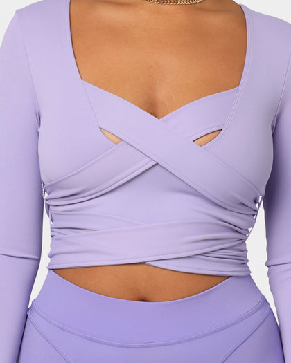 Reebok X Cardi B Women's Long Sleeve Crop Top Purple