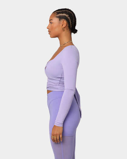Reebok X Cardi B Women's Long Sleeve Crop Top Purple