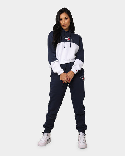 Tommy Jeans Women's Colour Blocked Cropped Hoodie White