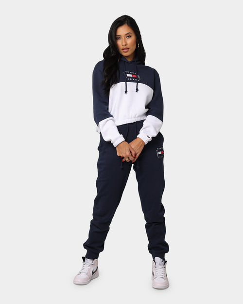 Tommy Jeans Women's Colour Blocked Cropped Hoodie White