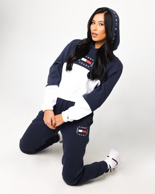 Tommy Jeans Women's Colour Blocked Cropped Hoodie White