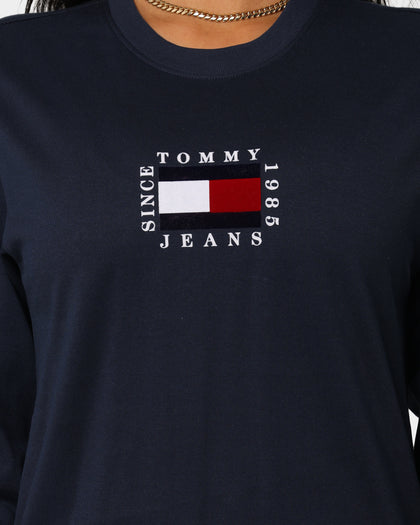 Tommy Jeans Women's Organic Cotton Long Sleeve T-Shirt Twilight Navy