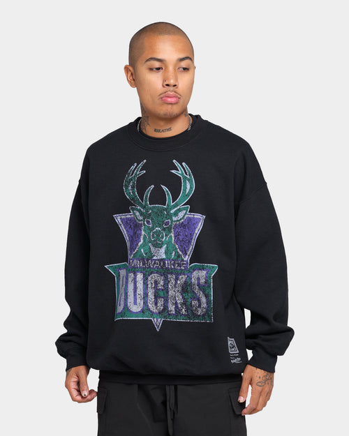 Mitchell & Ness Milwaukee Bucks Oversize XL Logo Crew Sweat Vintage Black