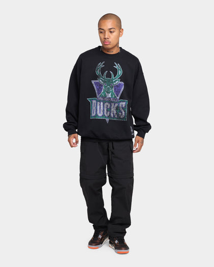 Mitchell & Ness Milwaukee Bucks Oversize XL Logo Crew Sweat Vintage Black