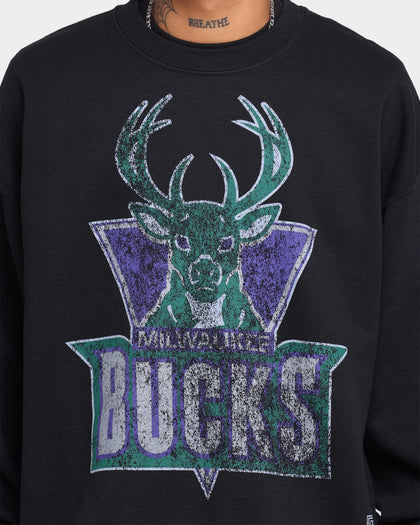 Mitchell & Ness Milwaukee Bucks Oversize XL Logo Crew Sweat Vintage Black
