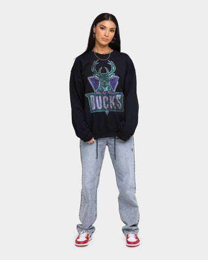 Mitchell & Ness Milwaukee Bucks Oversize XL Logo Crew Sweat Vintage Black