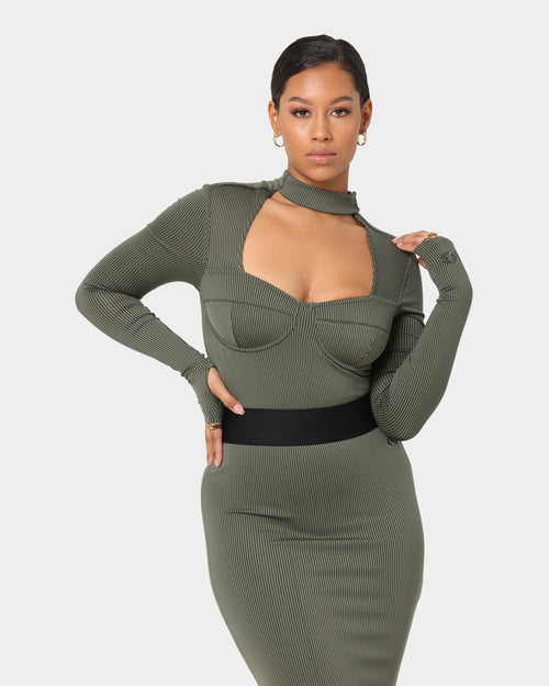 Reebok Women's Cardi B X Reebok Bodysuit Hunter Green