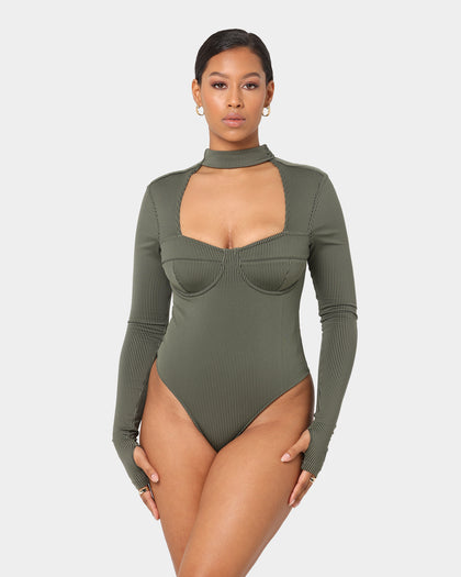 Reebok Women's Cardi B X Reebok Bodysuit Hunter Green