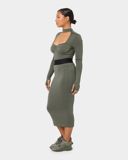 Reebok Women's Cardi B X Reebok Bodysuit Hunter Green