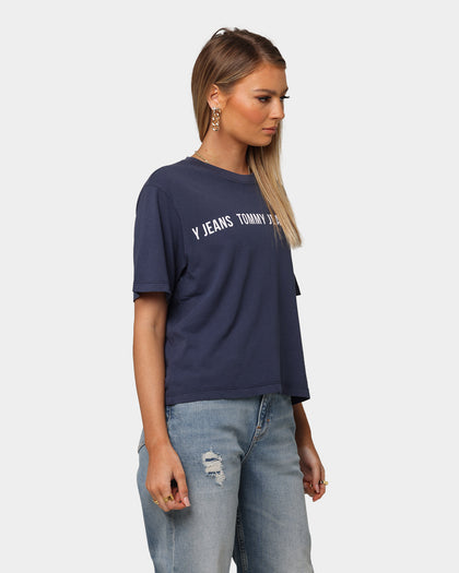 Tommy Jeans Women's Boxy Crop Tape T-Shirt Twilight Navy