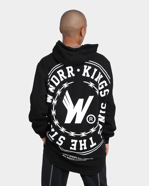 WNDRR Ornament Curved Hem Hoodie Black