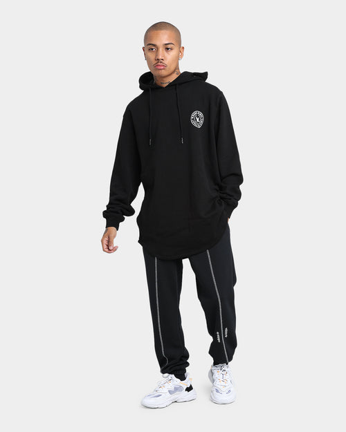 WNDRR Ornament Curved Hem Hoodie Black