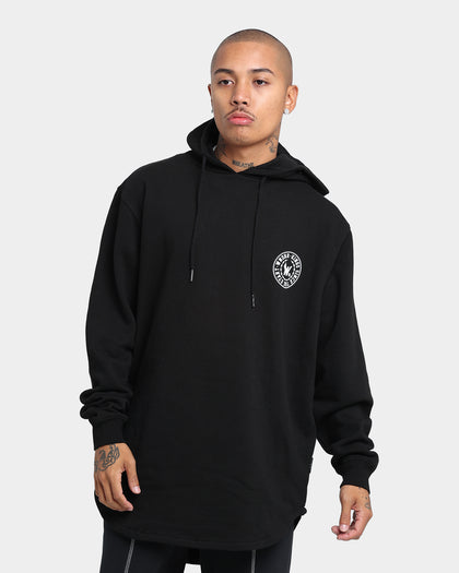 WNDRR Ornament Curved Hem Hoodie Black