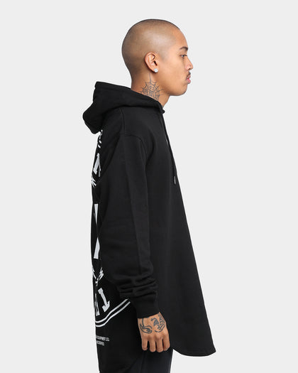 WNDRR Ornament Curved Hem Hoodie Black