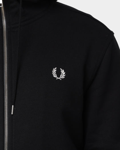 Fred Perry Hooded Zip Through Sweatshirt Black