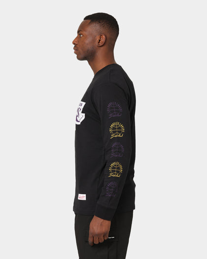 Mitchell & Ness Los Angeles Lakers Split Logo Repeat Long Sleeve T-Shirt Standard Black