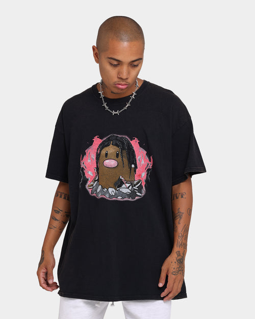 Goat Crew Flame Player Card Vintage T-Shirt Black Wash