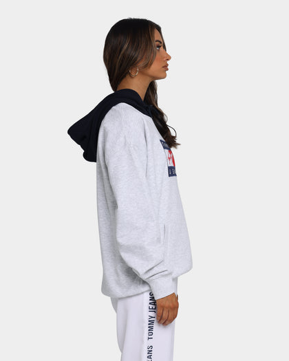 Tommy Jeans Street Archives Badge Logo Hoodie Silver Grey Heather