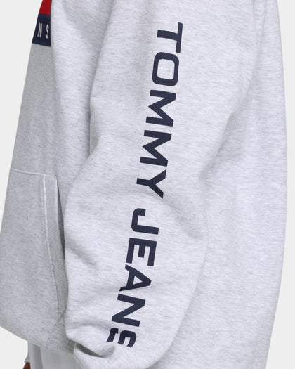 Tommy Jeans Street Archives Badge Logo Hoodie Silver Grey Heather