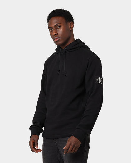 Calvin Klein Mini Waffle Knit Badge Hoodie Black