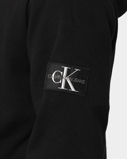 Calvin Klein Mini Waffle Knit Badge Hoodie Black