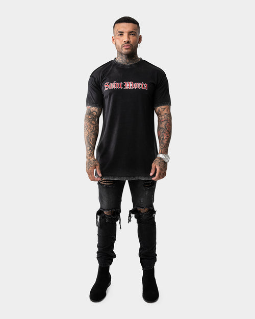 Saint Morta LA Script Vintage T-Shirt Black/Red