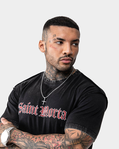 Saint Morta LA Script Vintage T-Shirt Black/Red