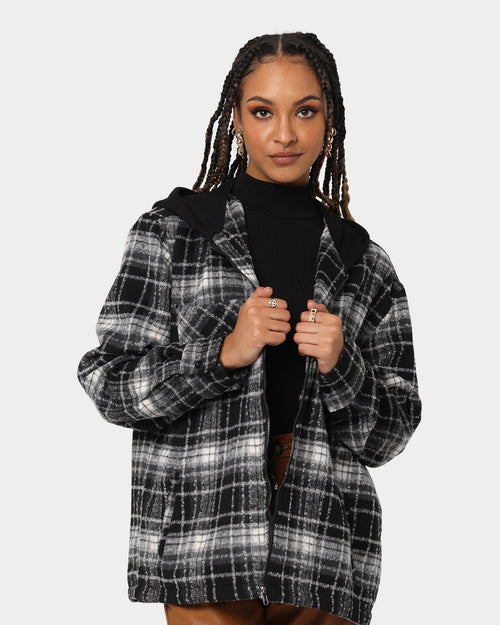 XXIII Albina Flannel Hood Shacket Black/White