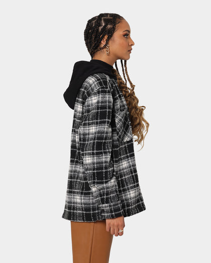 XXIII Albina Flannel Hood Shacket Black/White