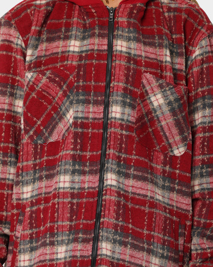 XXIII Albina Flannel Hood Shacket Red