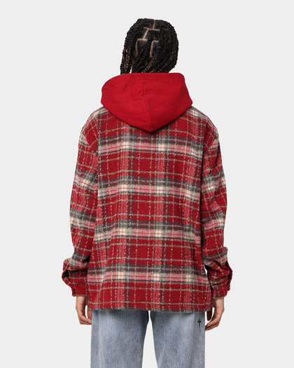 XXIII Albina Flannel Hood Shacket Red
