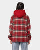 XXIII Albina Flannel Hood Shacket Red