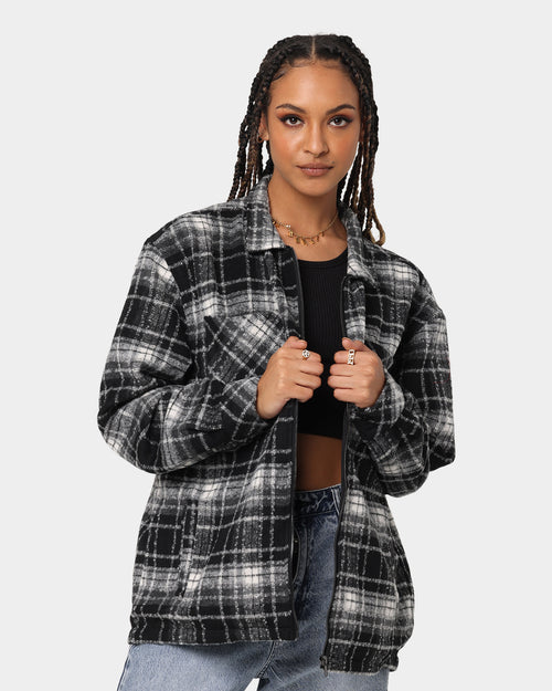 XXIII Vitus Zip Up Flannel Shacket Black/White
