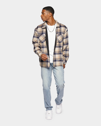 XXIII Vitus Zip Up Flannel Shacket Navy/Cream