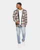 XXIII Vitus Zip Up Flannel Shacket Navy/Cream
