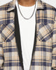 XXIII Vitus Zip Up Flannel Shacket Navy/Cream