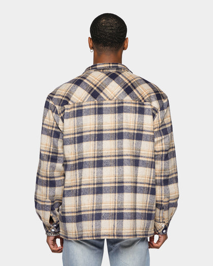 XXIII Vitus Zip Up Flannel Shacket Navy/Cream