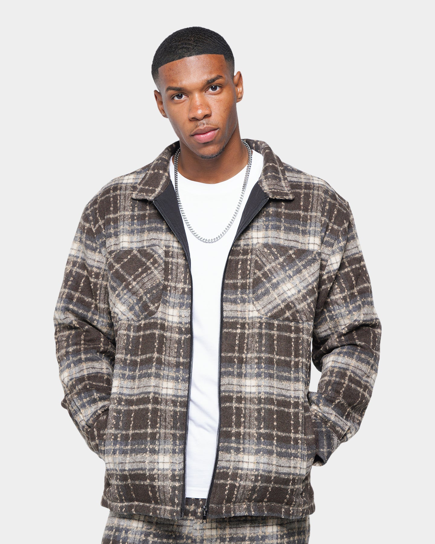 2024年 Theory SLEEK FLANNEL BOXY JKT ブラウン Fabric-SLEEK FLANNEL
