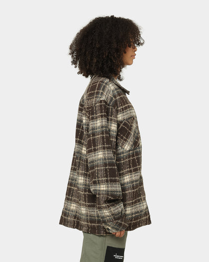 XXIII Vitus Zip Up Flannel Shacket Brown